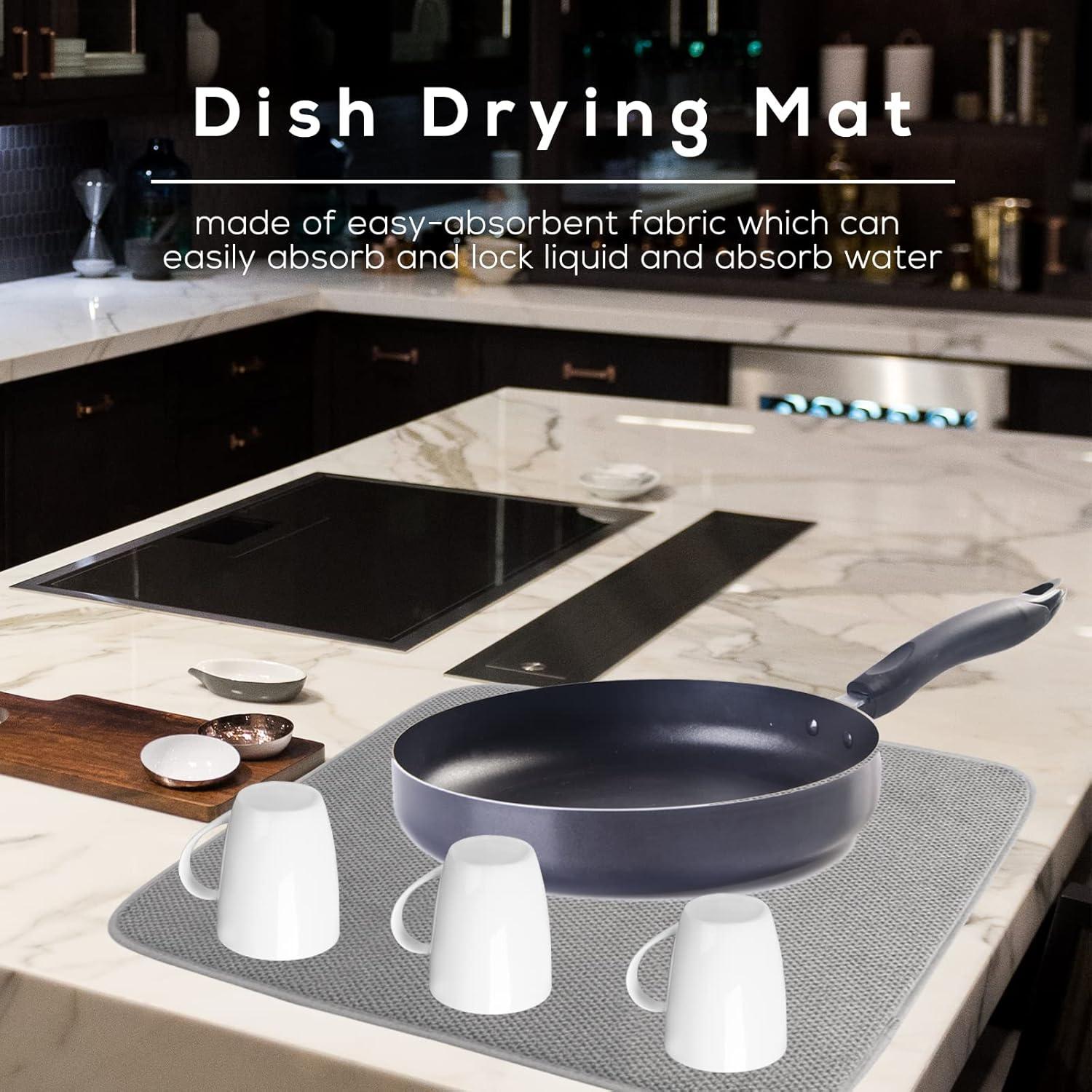 Paquete de 2 Tapetes de Secado de Platos Microfibra 50x38 cm Gris