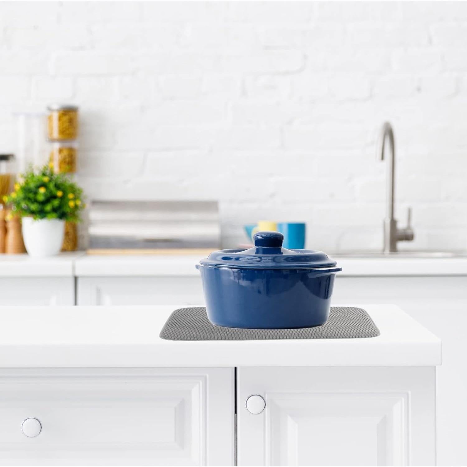 Paquete de 2 Tapetes de Secado de Platos Microfibra 50x38 cm Gris