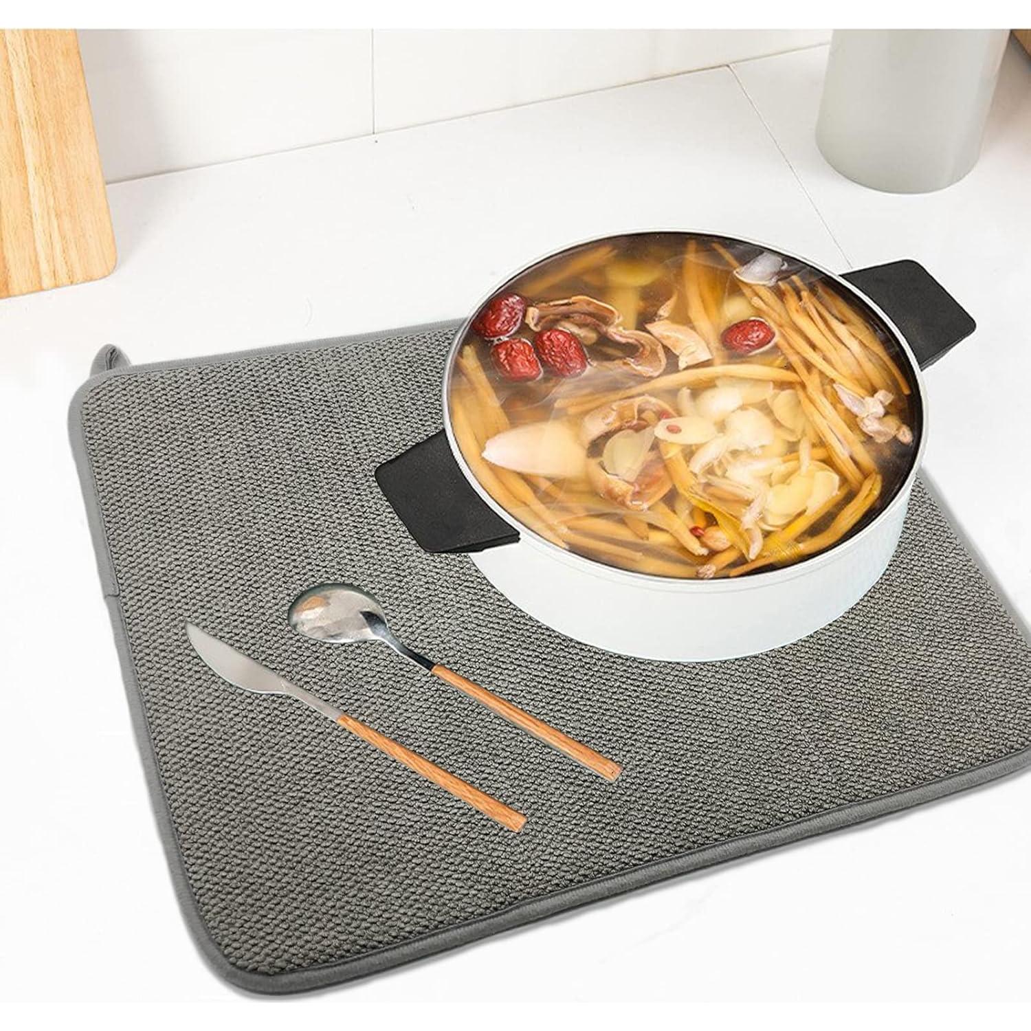 Paquete de 2 Tapetes de Secado de Platos Microfibra 50x38 cm Gris