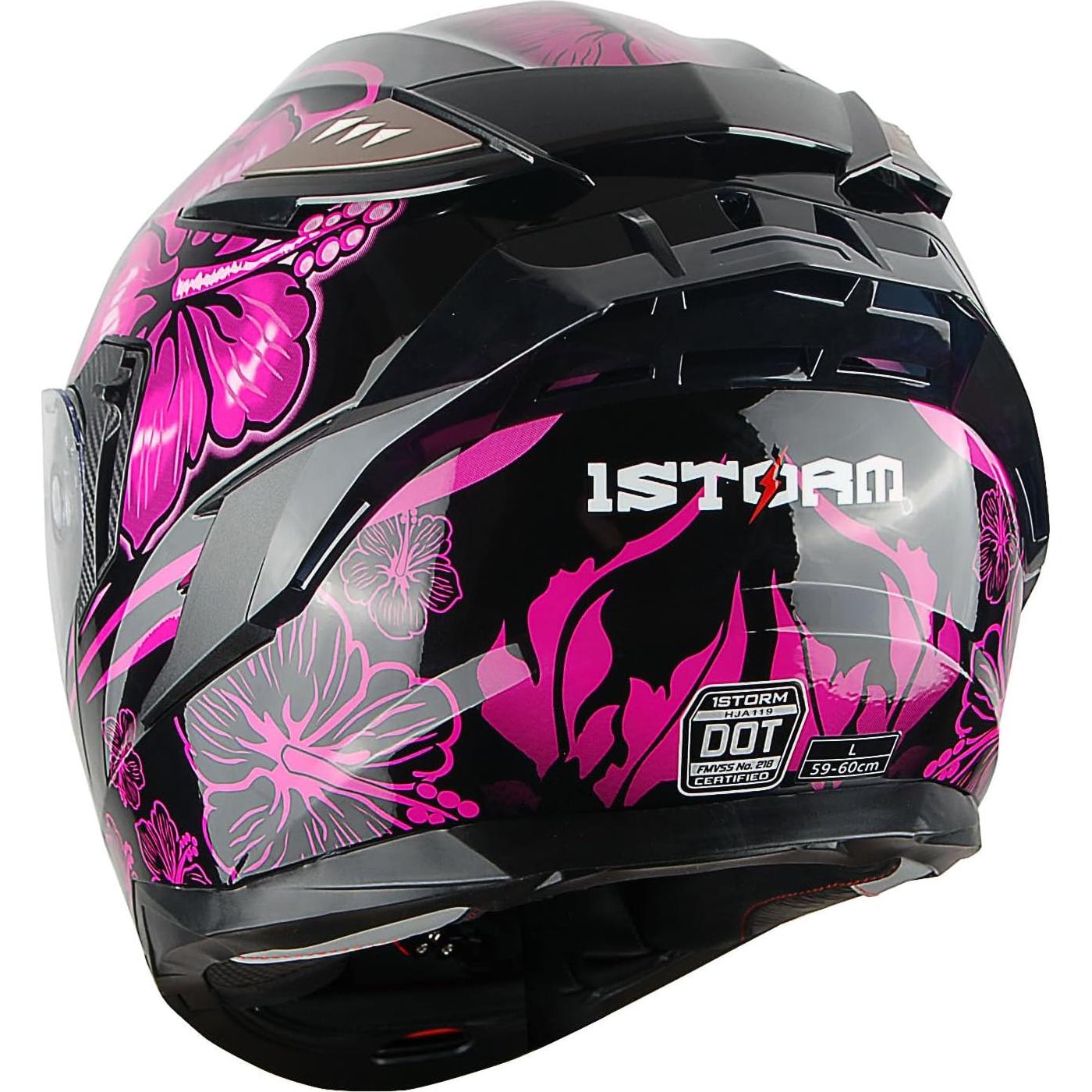Casco Modular 1Storm HJA119 Grande Flor Púrpura Antivaho