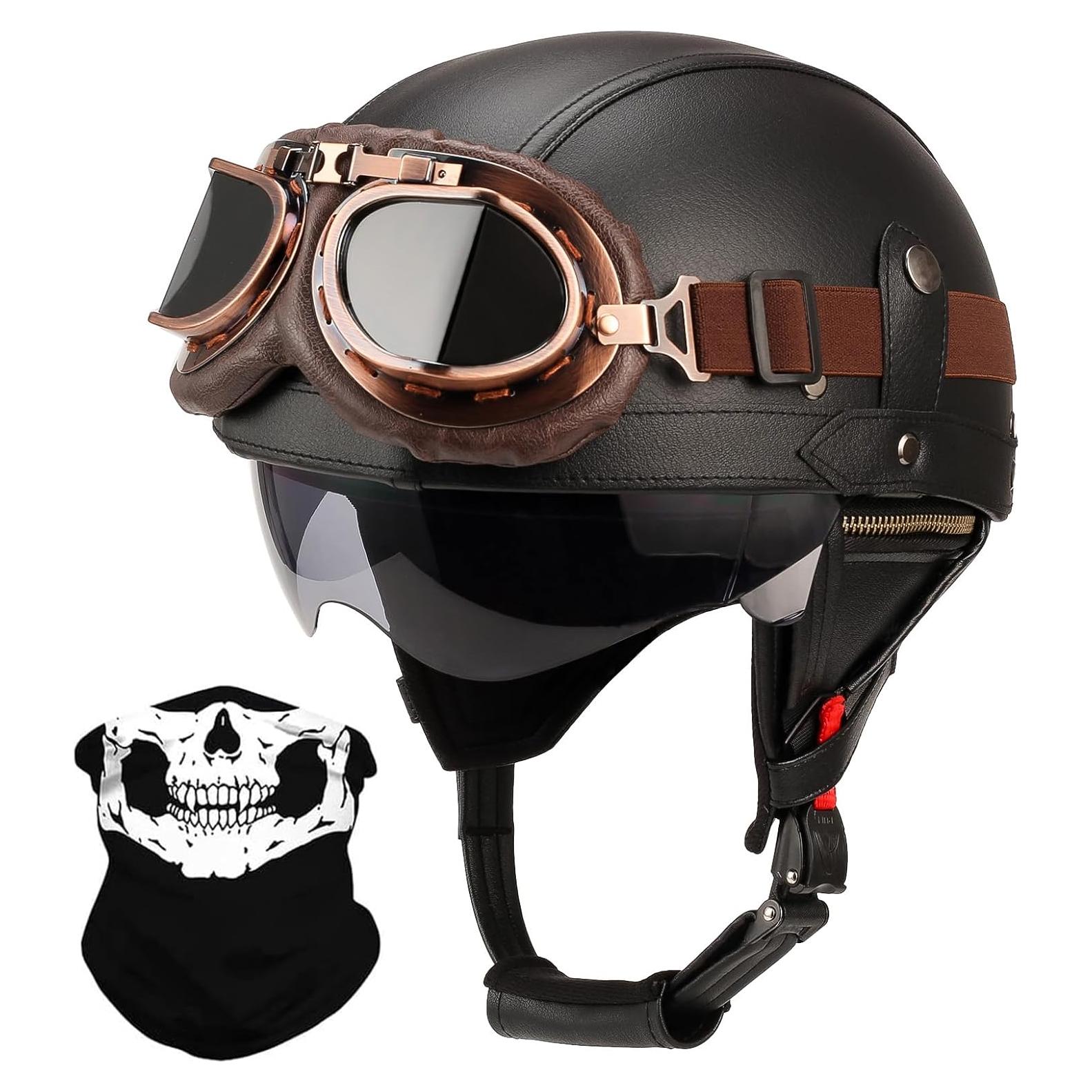 Casco de motocicleta Lutcaut L507M negro media cara