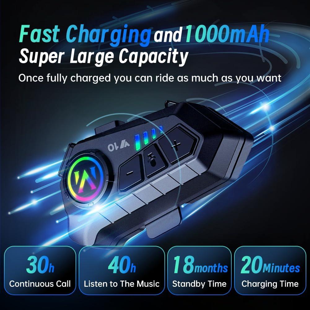 Auricular Bluetooth WNJACO Y10 para Motocicleta IPX6