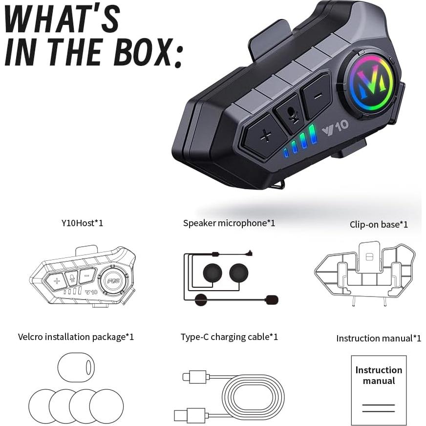 Auricular Bluetooth WNJACO Y10 para Motocicleta IPX6