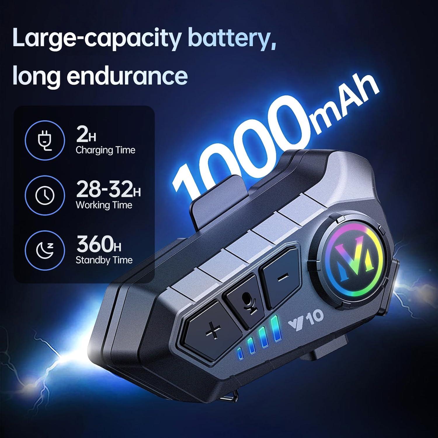 Auricular Bluetooth SUOOKC para Motocicleta IPX6 32h