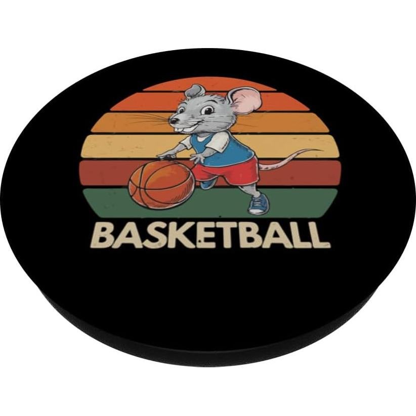 PopSockets Adhesivo PopGrip Ratón Vintage Baloncesto Negro