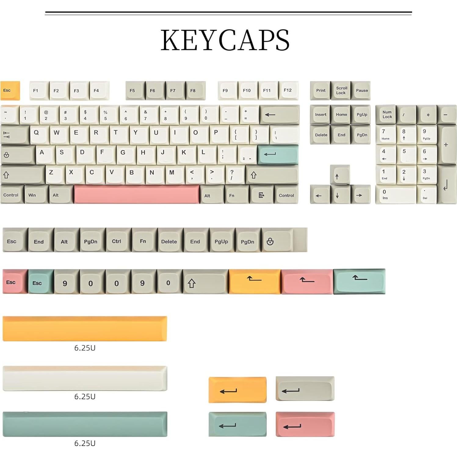 Juego de Teclas PBT GTSP 9009-XDA para Teclado Mecánico