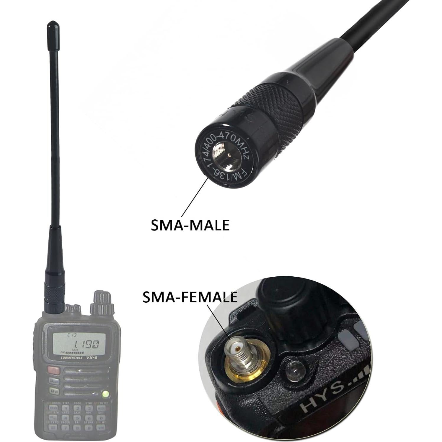 Antena Doble Banda HYS 701N SMA-Macho 144/430MHz para Walkie Talkie