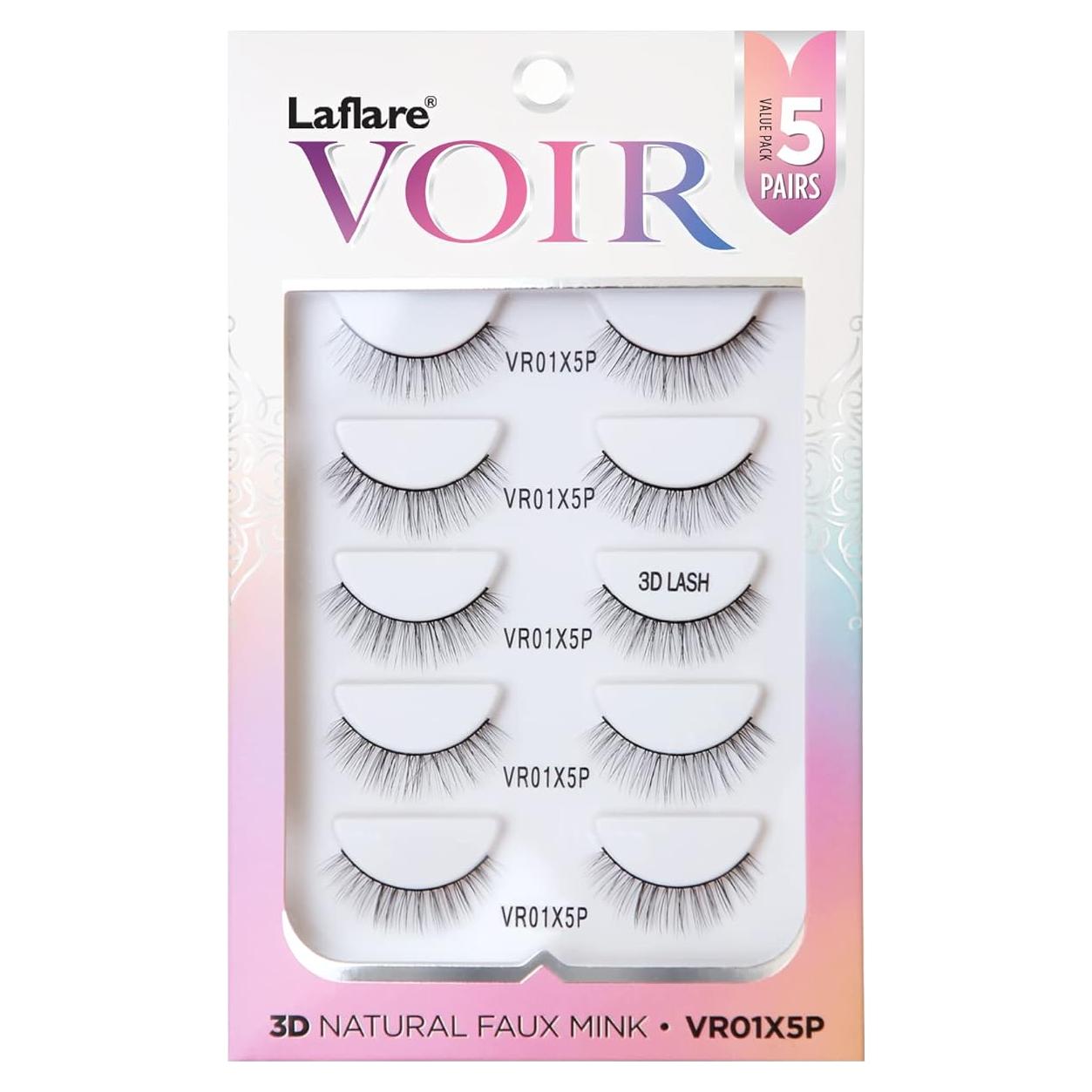 Pestañas Laflare 3D Faux Mink Ultra Suaves Reutilizables 5 Paquetes