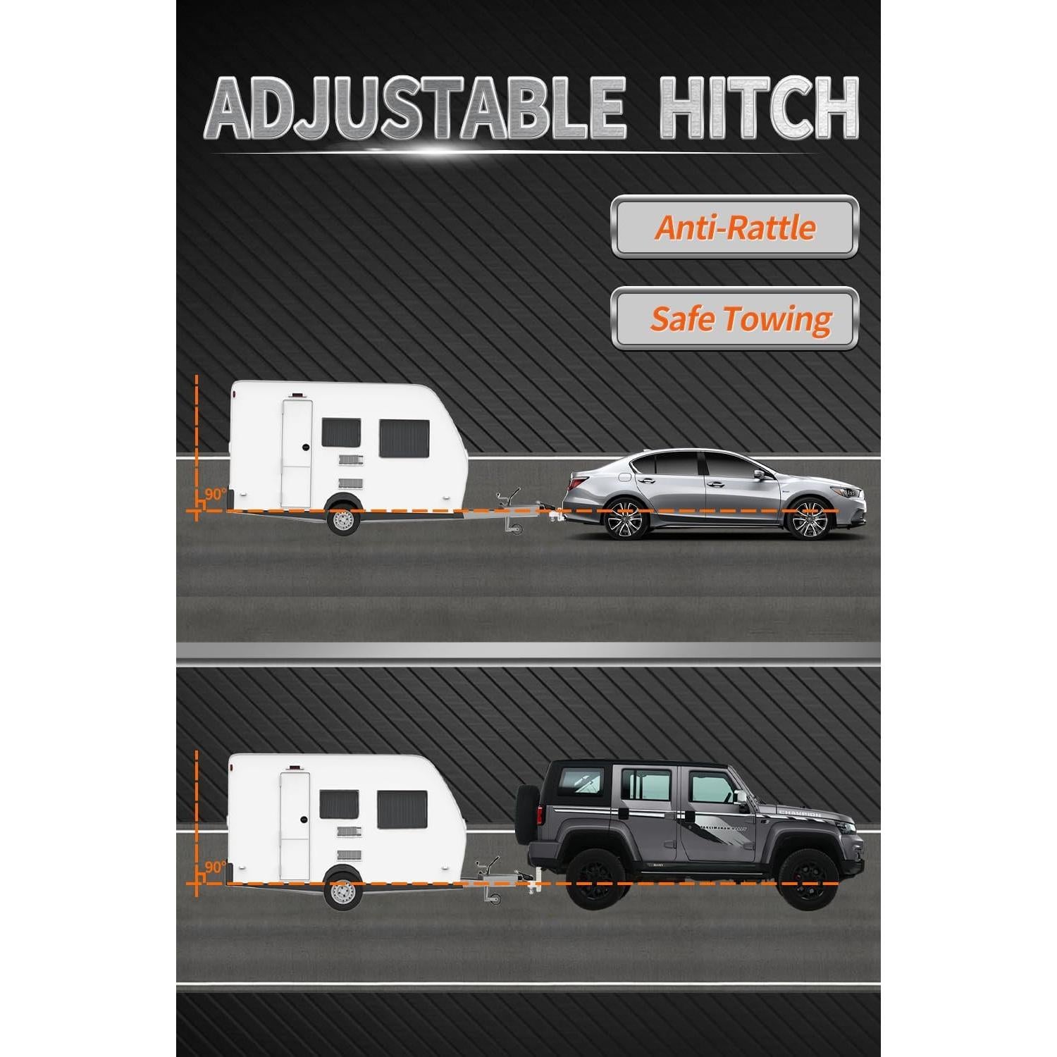 Enganche de Remolque Ajustable METOWARE 8" Aluminio 8,164 kg