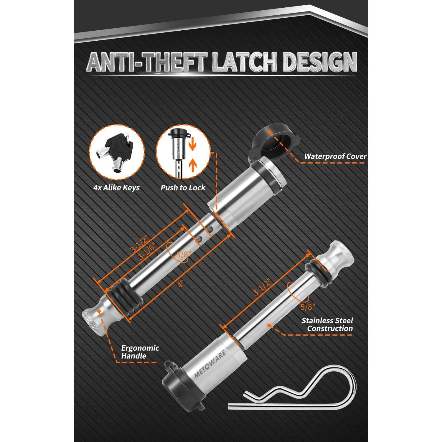 Enganche de Remolque Ajustable METOWARE 8" Aluminio 8,164 kg