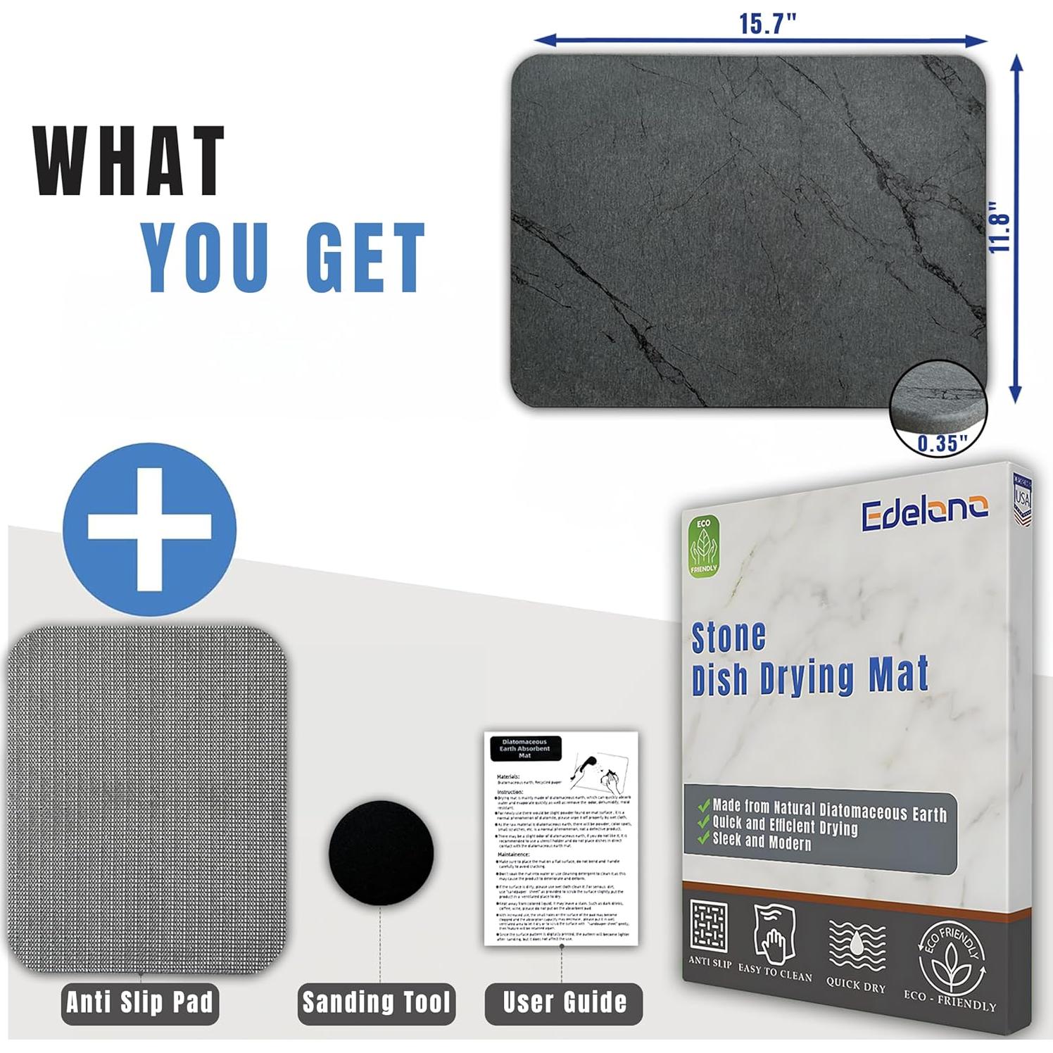 Alfombrilla de Secado de Piedra EDELANA 39.9x30 cm Antideslizante