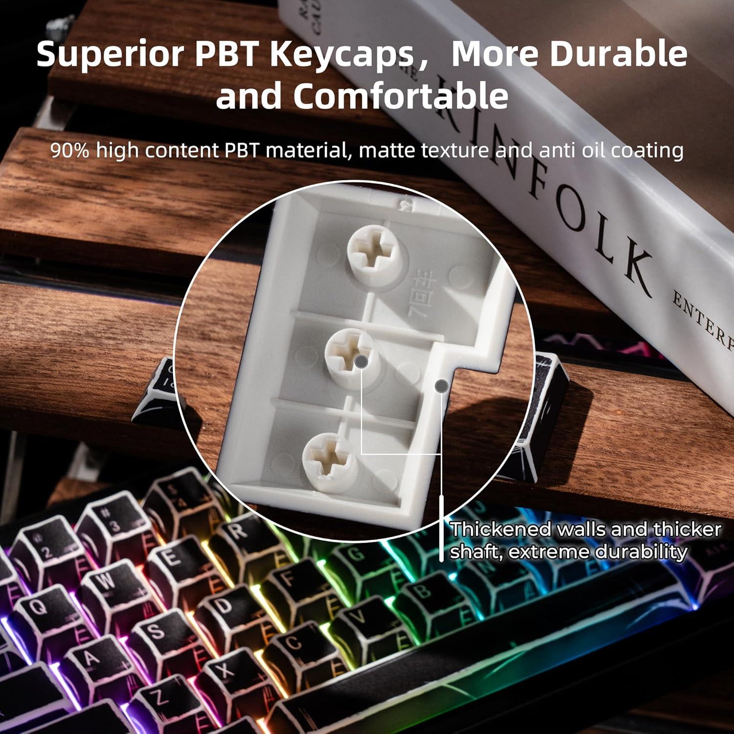 Conjunto de Teclas PBT Translúcidas Negras GMKWTL 134 Teclas