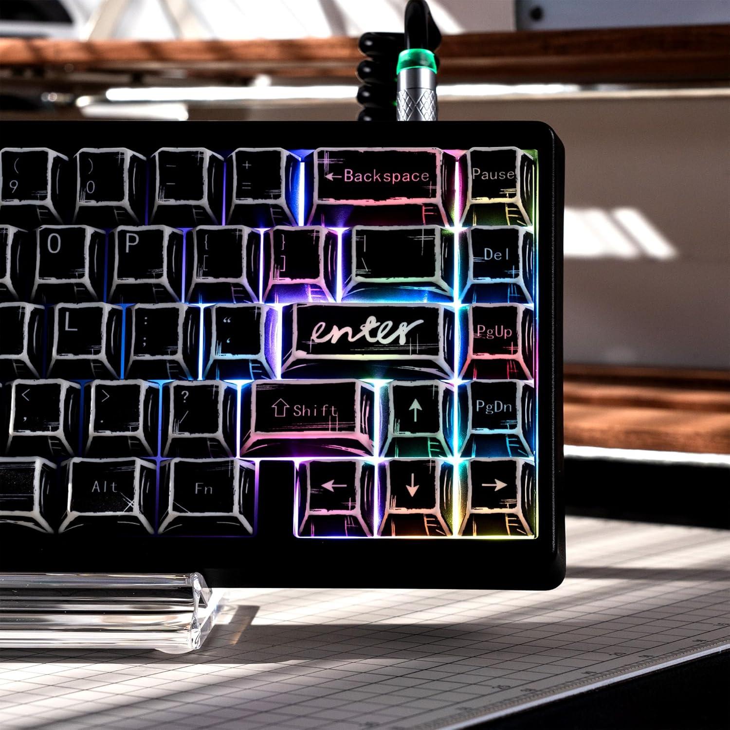 Conjunto de Teclas PBT Translúcidas Negras GMKWTL 134 Teclas