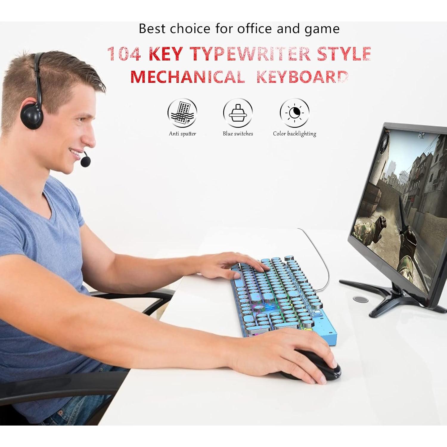 Teclado Mecánico Retro Punk Ltvystore 104 Teclas Azul RGB