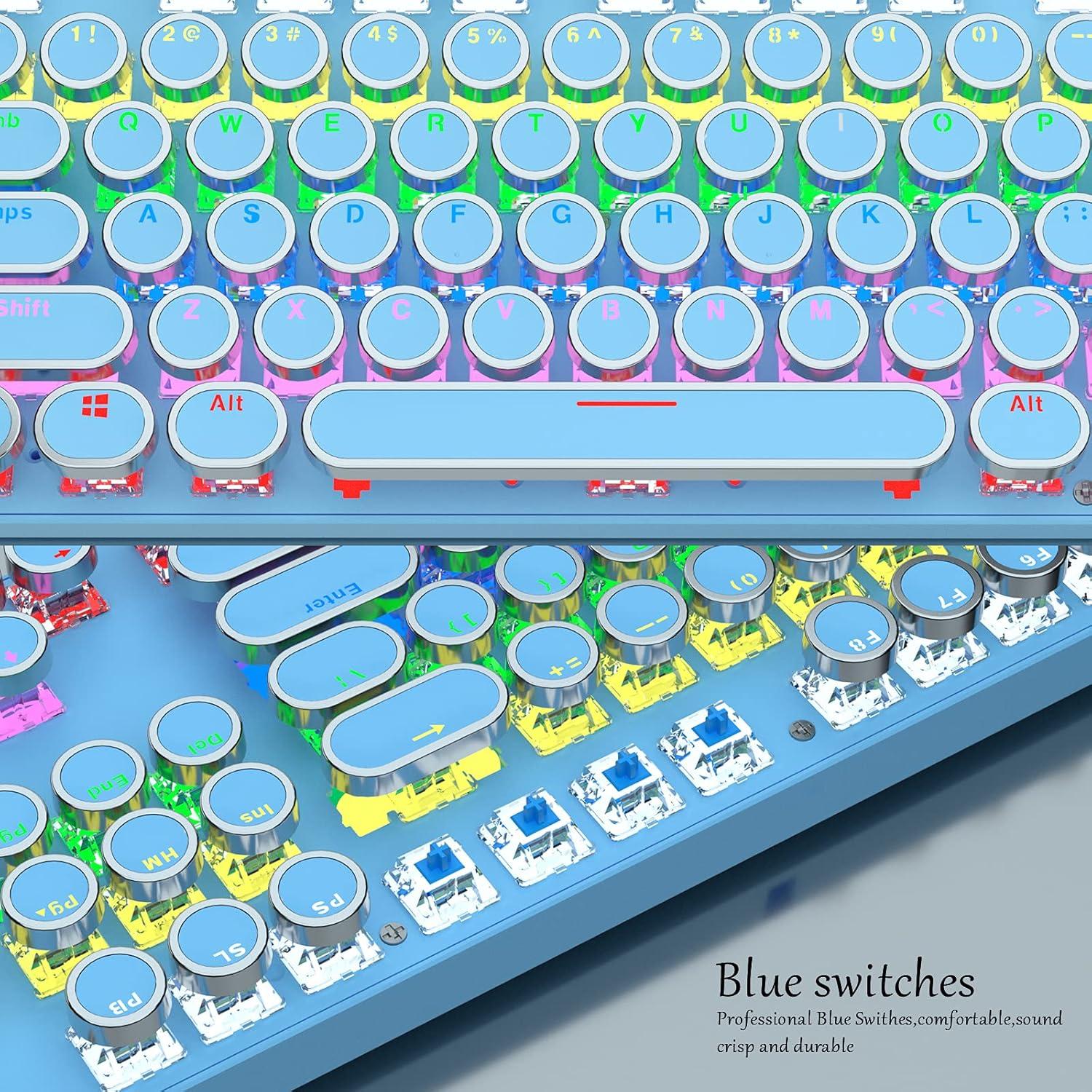 Teclado Mecánico Retro Punk Ltvystore 104 Teclas Azul RGB
