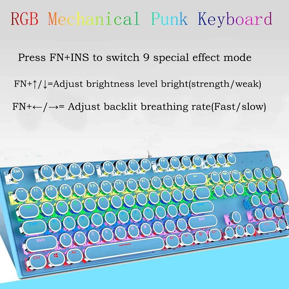 Teclado Mecánico Retro Punk Ltvystore 104 Teclas Azul RGB