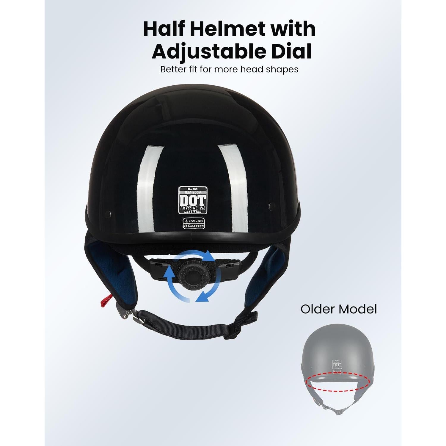 Casco Motocicleta ILM-205V Negro Brillante Grande DOT