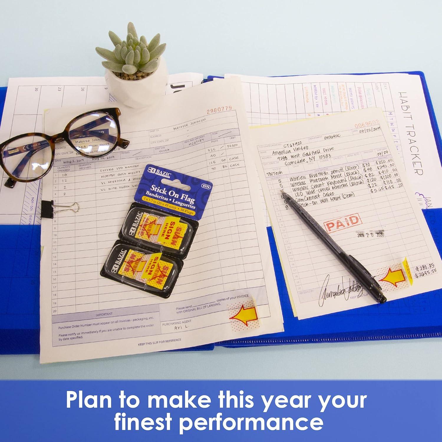 Marcadores de Página Neón BAZIC 50 Banderas Amarillo 12x6.4cm