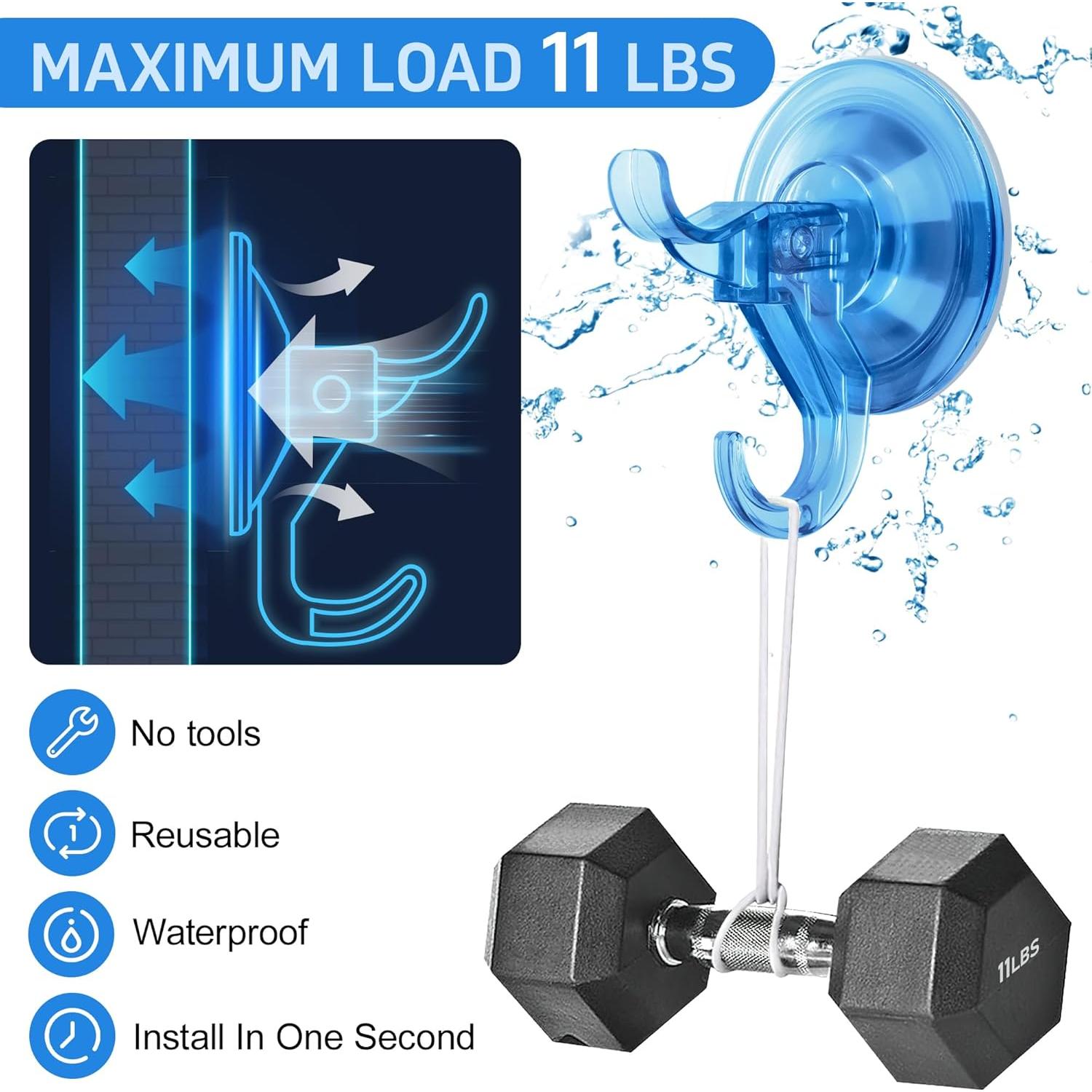 Ganchos de Ventosa ANDGOO Azul, Paquete de 10, 11 lbs