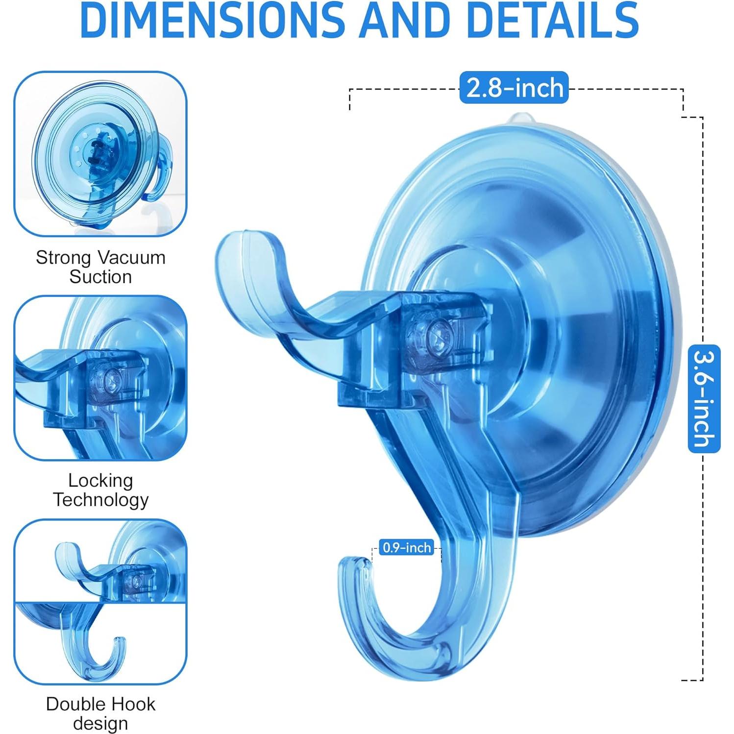 Ganchos de Ventosa ANDGOO Azul, Paquete de 10, 11 lbs