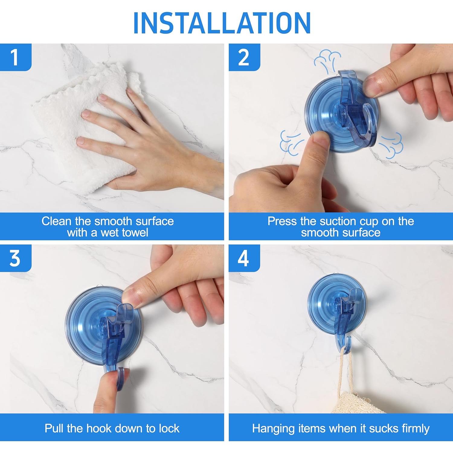 Ganchos de Ventosa ANDGOO Azul, Paquete de 10, 11 lbs