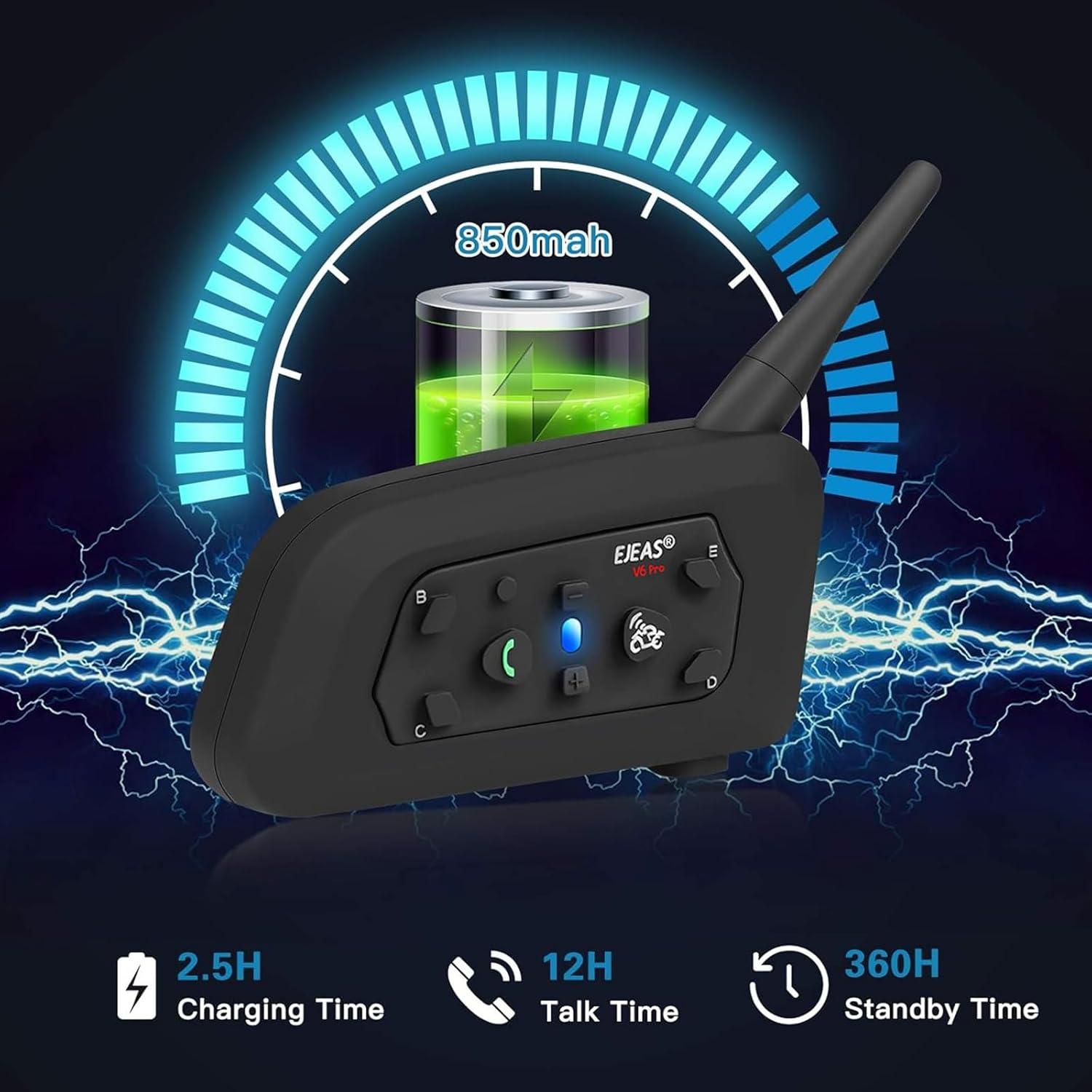 Intercomunicador Bluetooth EJEAS V6 Pro 2 Unidades 1200m