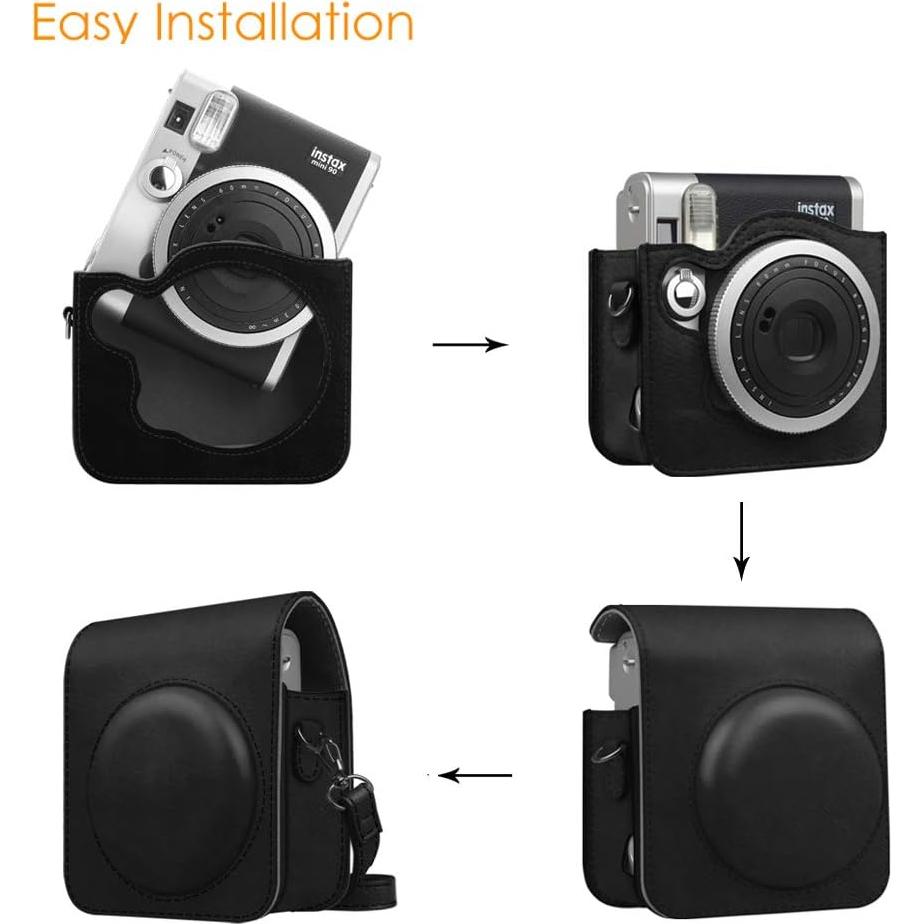 Funda Protectora Fintie para Cámara Fujifilm Instax Mini 90 - Cuero Vegano Negro