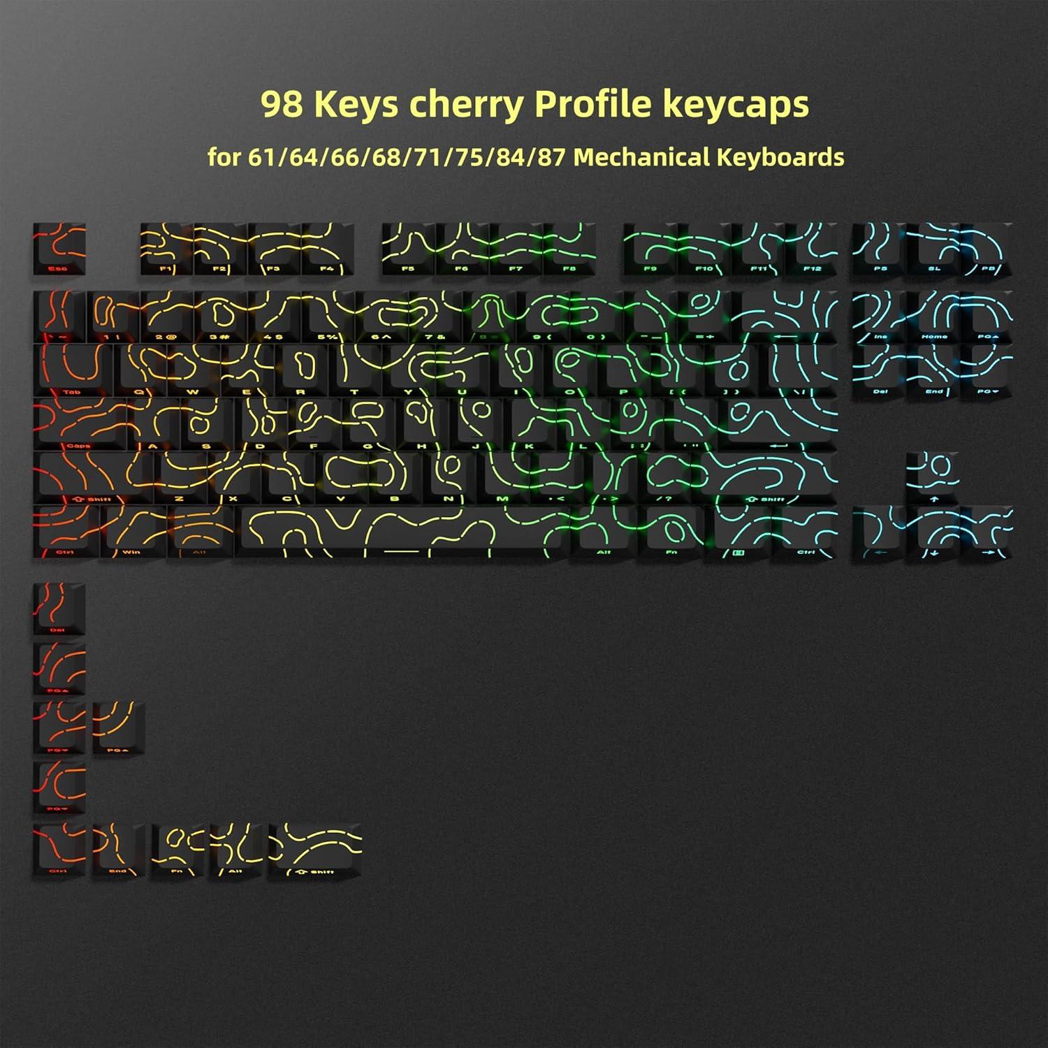 Juego de Teclas Mecánicas Dagaladoo Topográfico Negro 97 Teclas