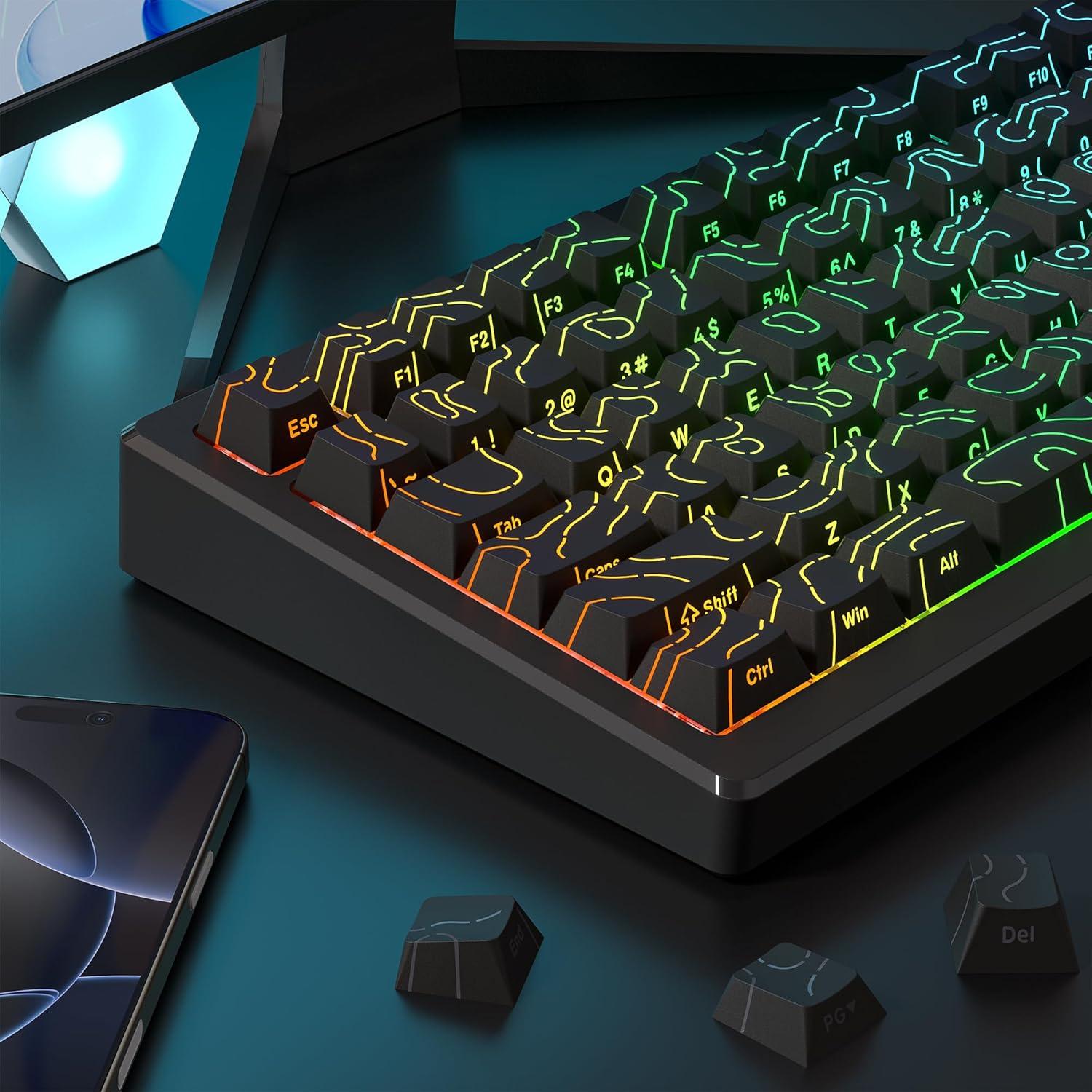 Juego de Teclas Mecánicas Dagaladoo Topográfico Negro 97 Teclas