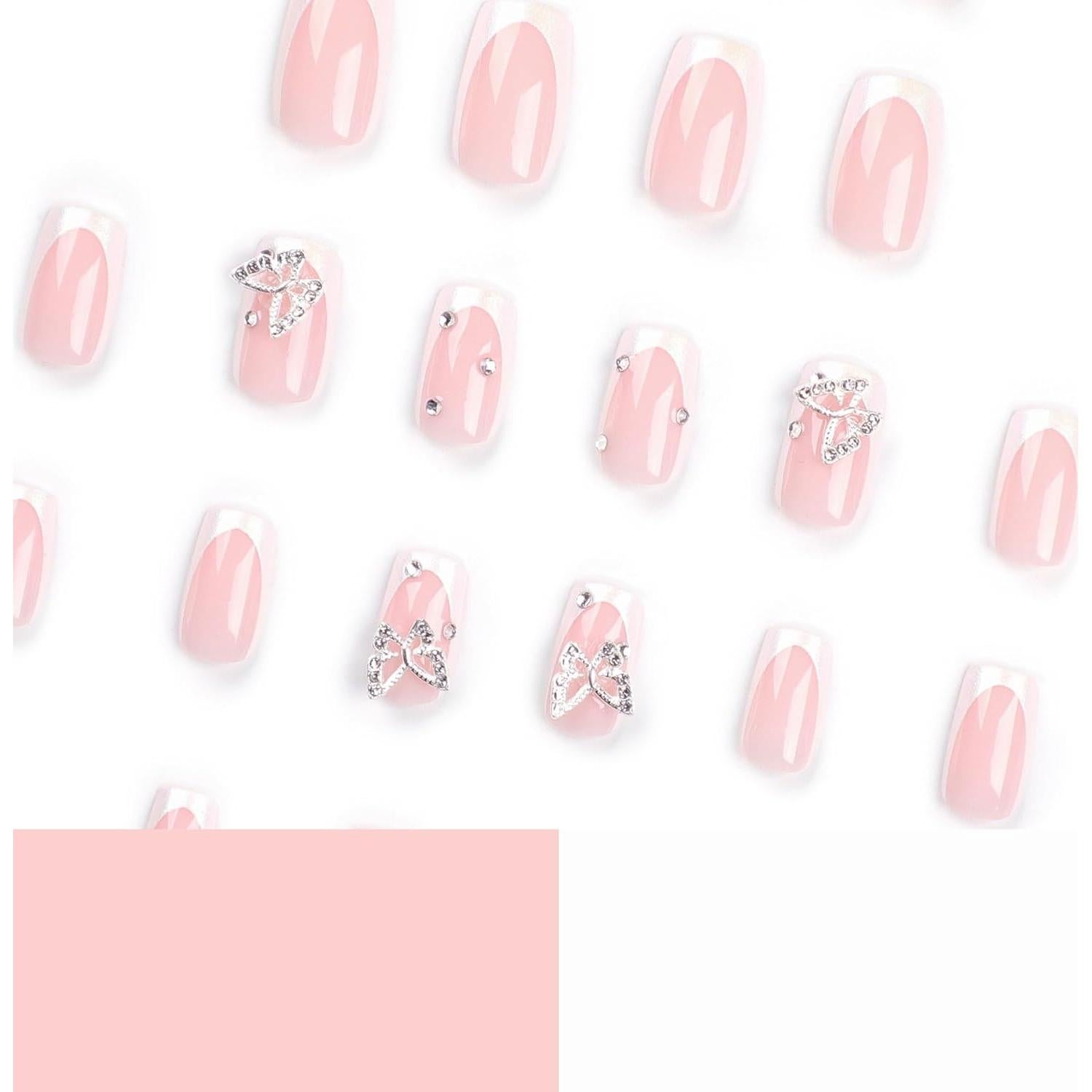 Uñas Postizas Francesas Blancas Medianas CTTHNBD 24pcs