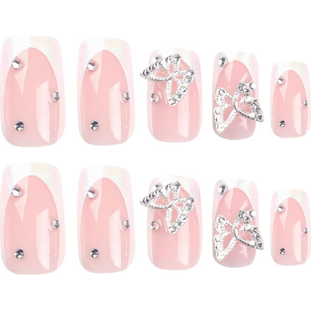 Uñas Postizas Francesas Blancas Medianas CTTHNBD 24pcs