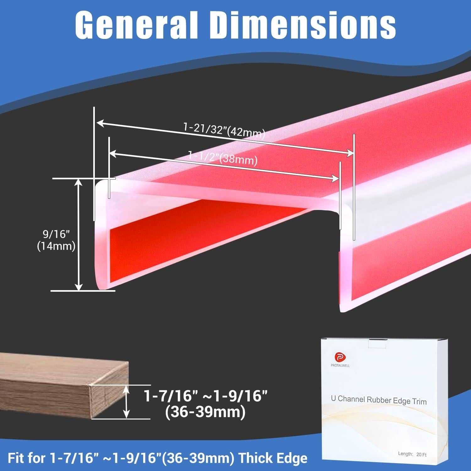 Bisel de Goma Autoadhesivo Protalwell 20' Transparente 38mm