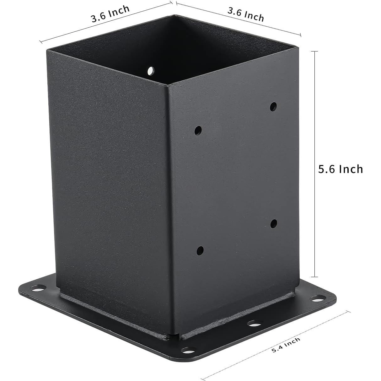 Base de Poste 4x4 AXWHYS - Acero Sólido, Recubrimiento Negro, 4 Pcs