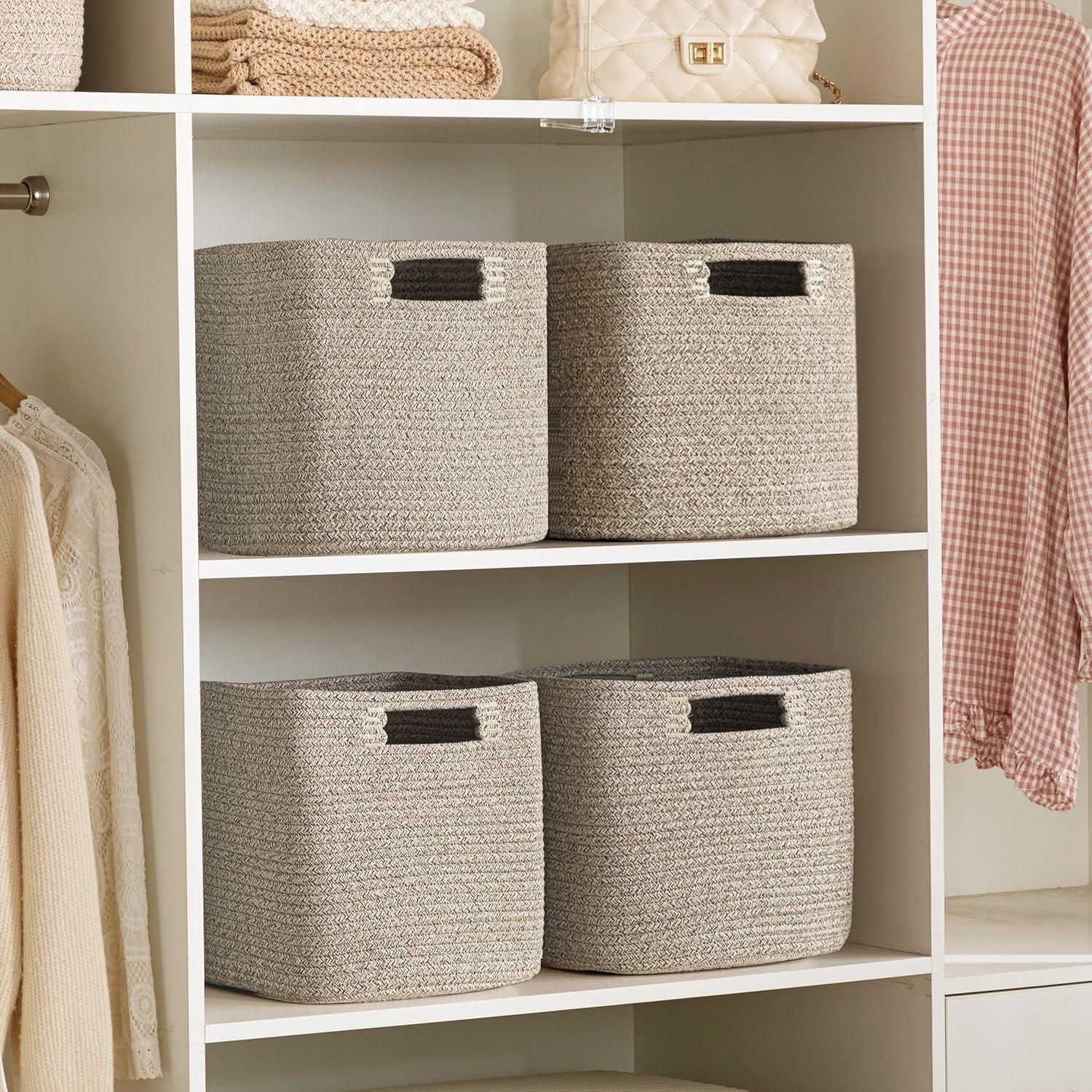 Cestas de Almacenamiento UBBCARE 28 cm, 2-Pack de Algodón Marrón