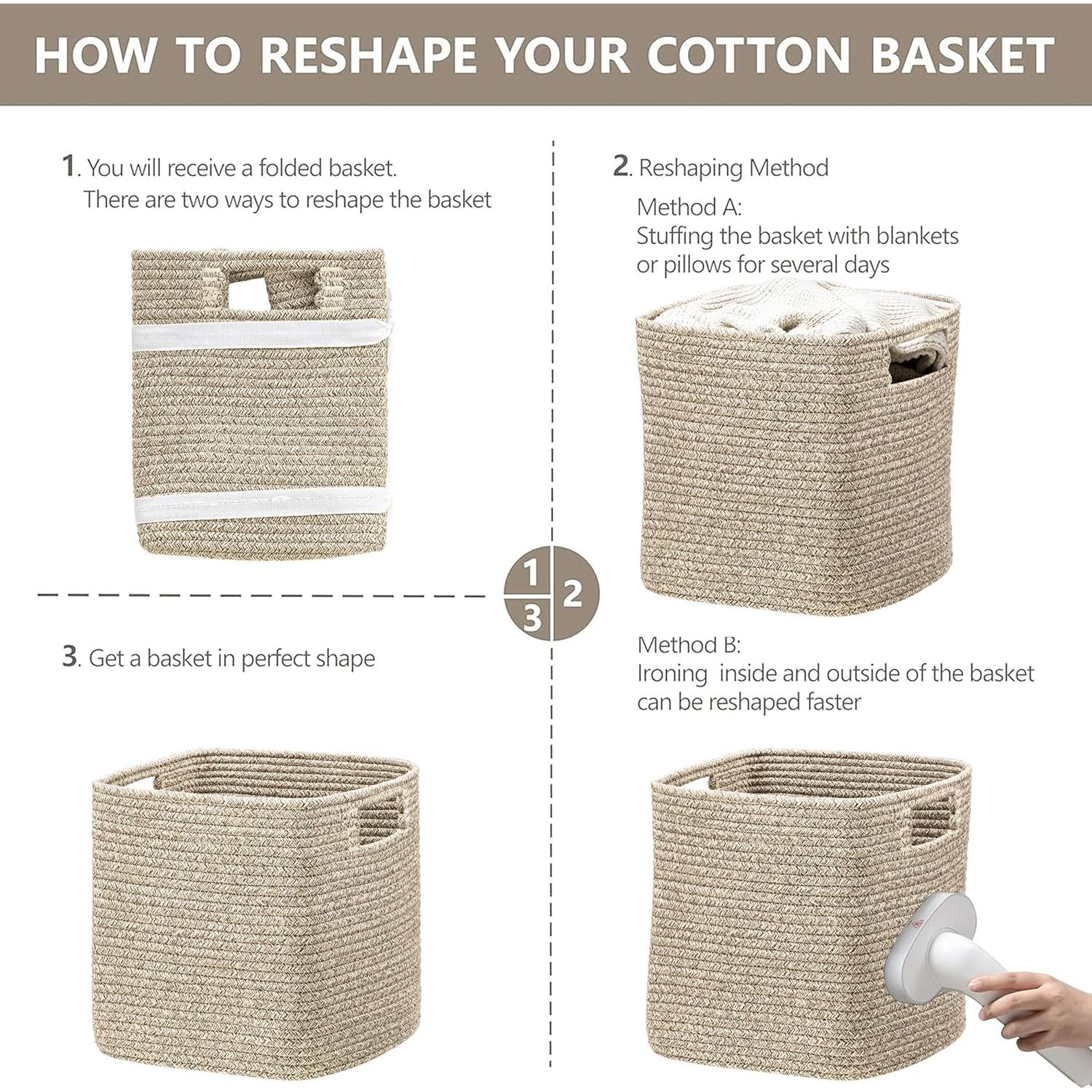 Cestas de Almacenamiento UBBCARE 28 cm, 2-Pack de Algodón Marrón