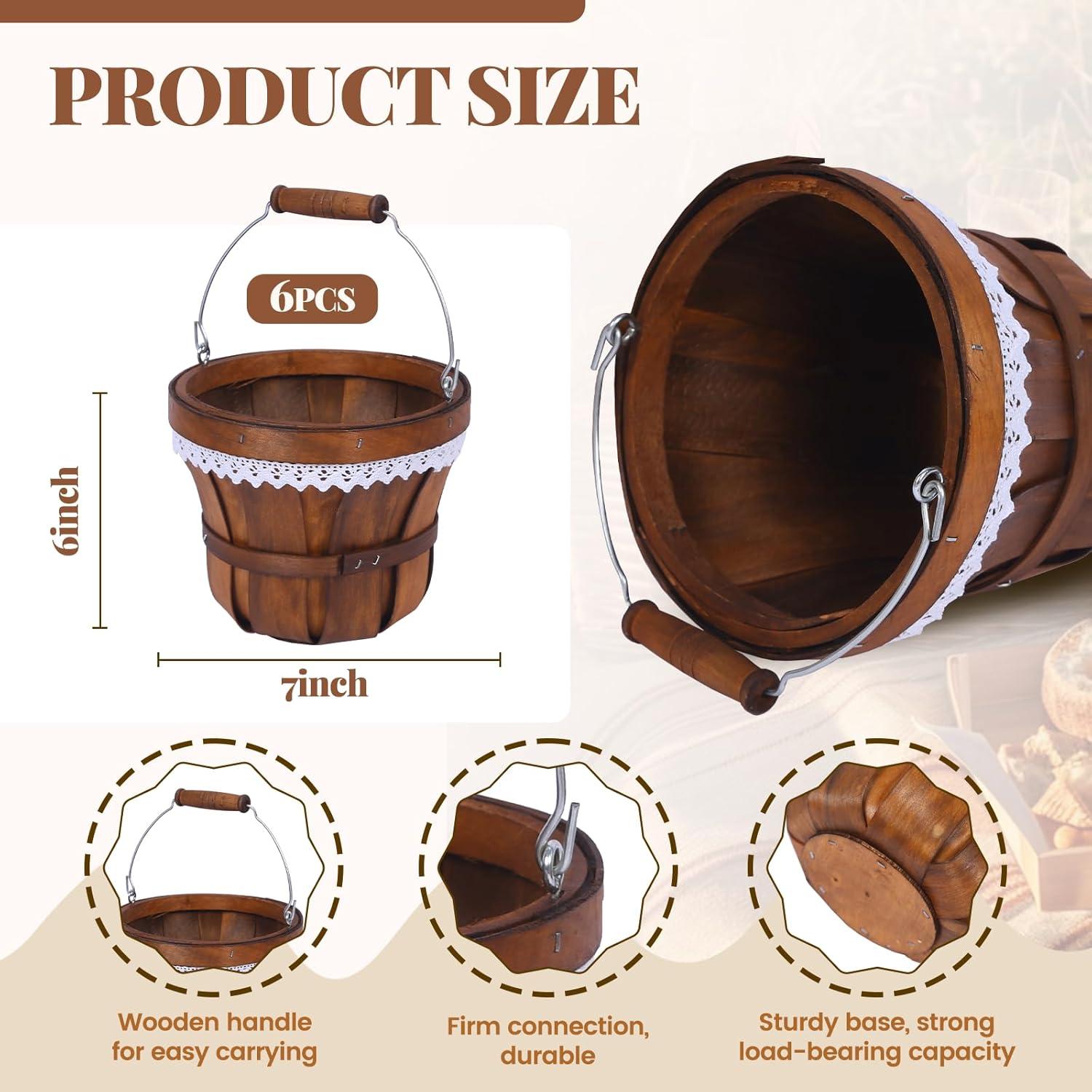 Cesta de Picnic Redonda YPshuye de Madera 18x15 cm - 6 Pcs