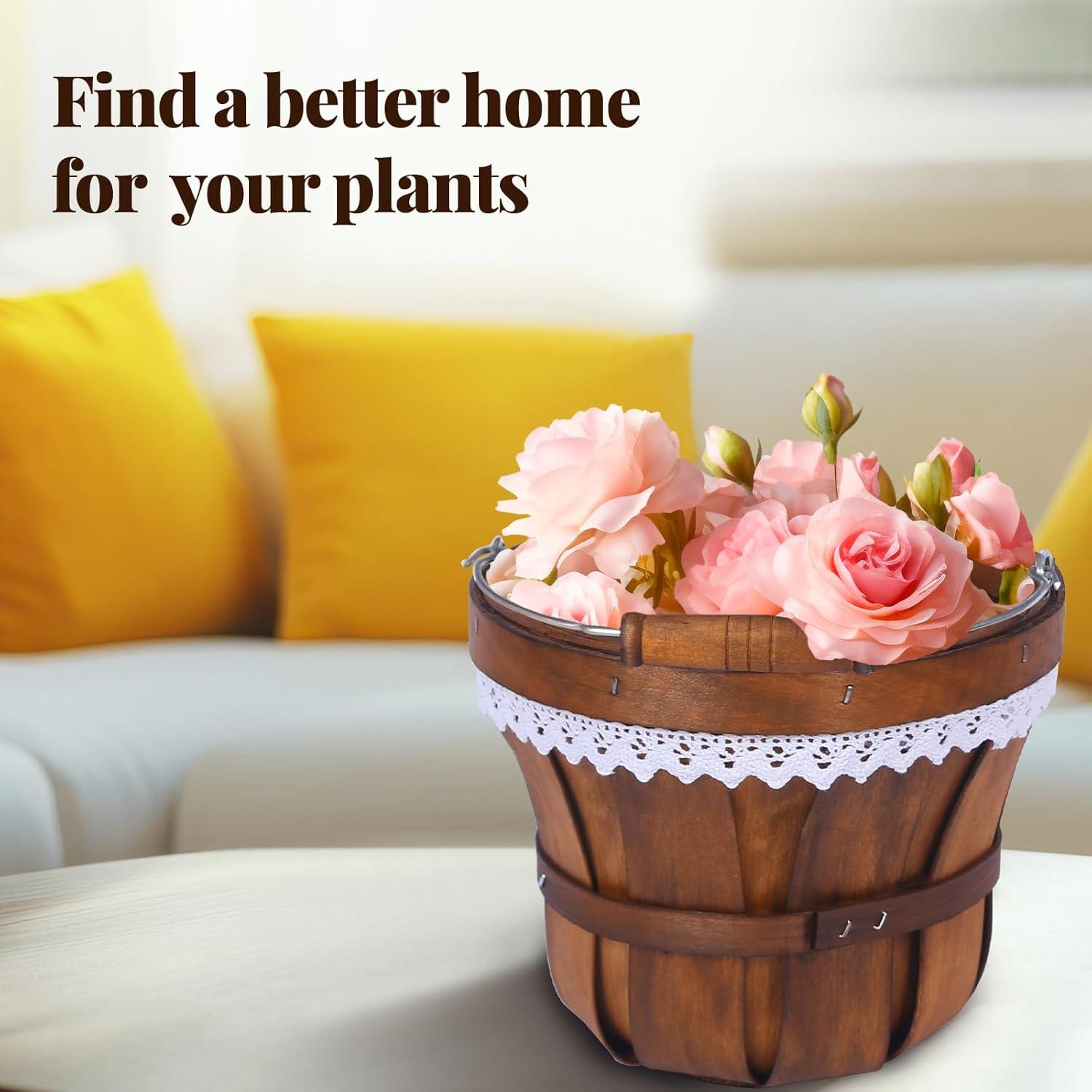 Cesta de Picnic Redonda YPshuye de Madera 18x15 cm - 6 Pcs