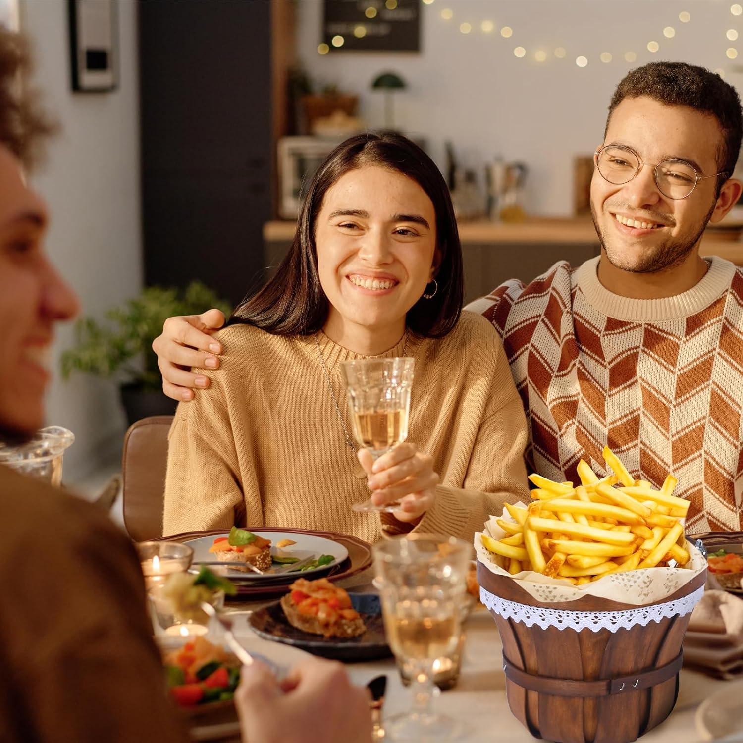 Cesta de Picnic Redonda YPshuye de Madera 18x15 cm - 6 Pcs