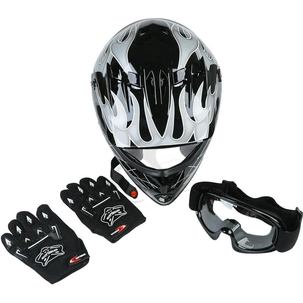 Casco de Motocross SLMOTO Mediano Negro Calavera para Jóvenes