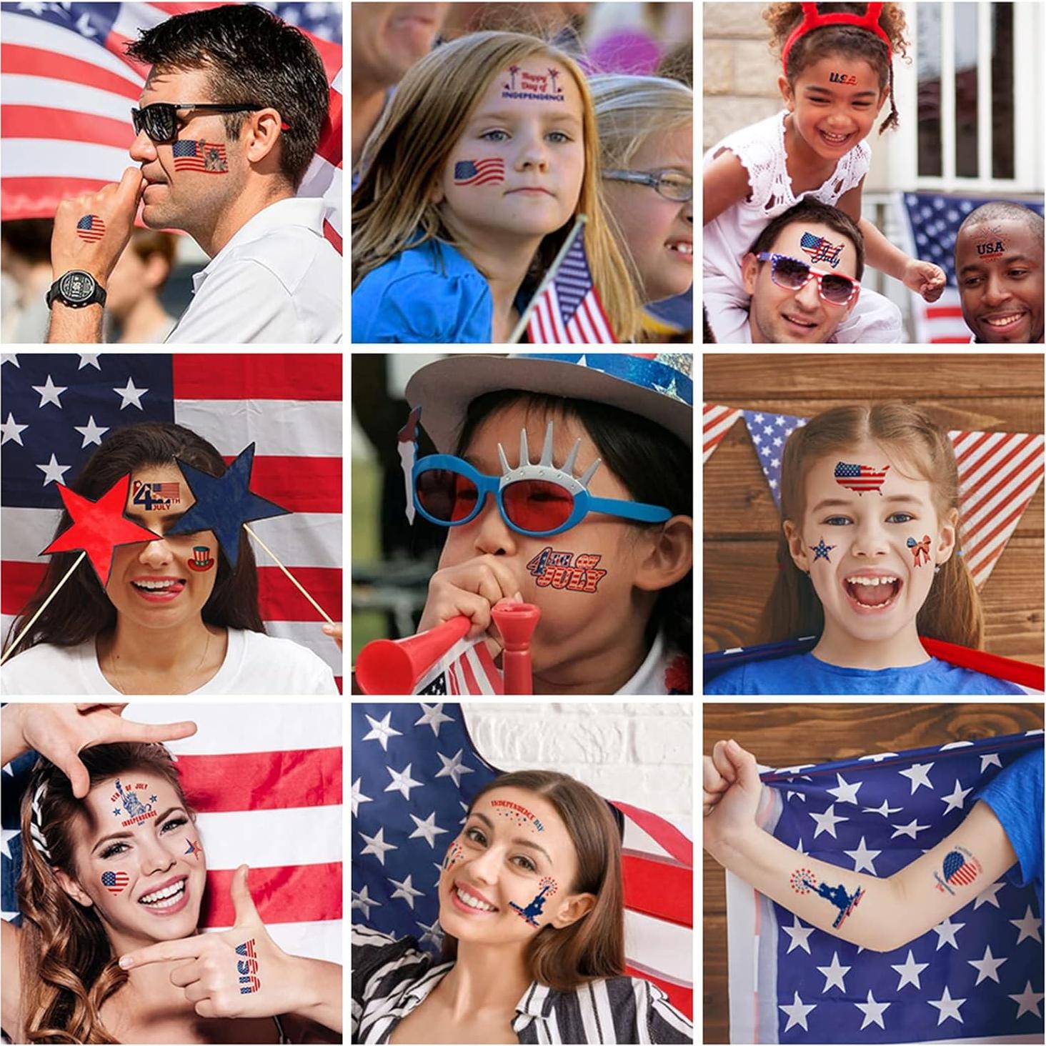 Tatuajes Temporales Aresvns Bandera Americana 20 Hojas