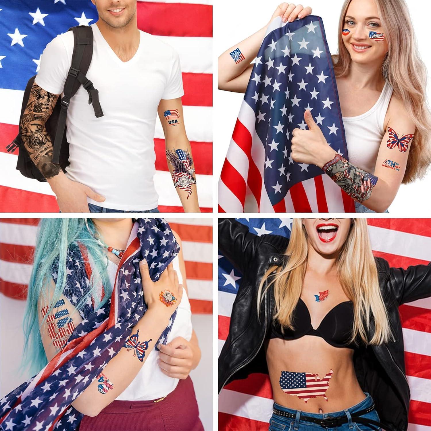 Tatuajes Temporales Aresvns Bandera Americana 20 Hojas
