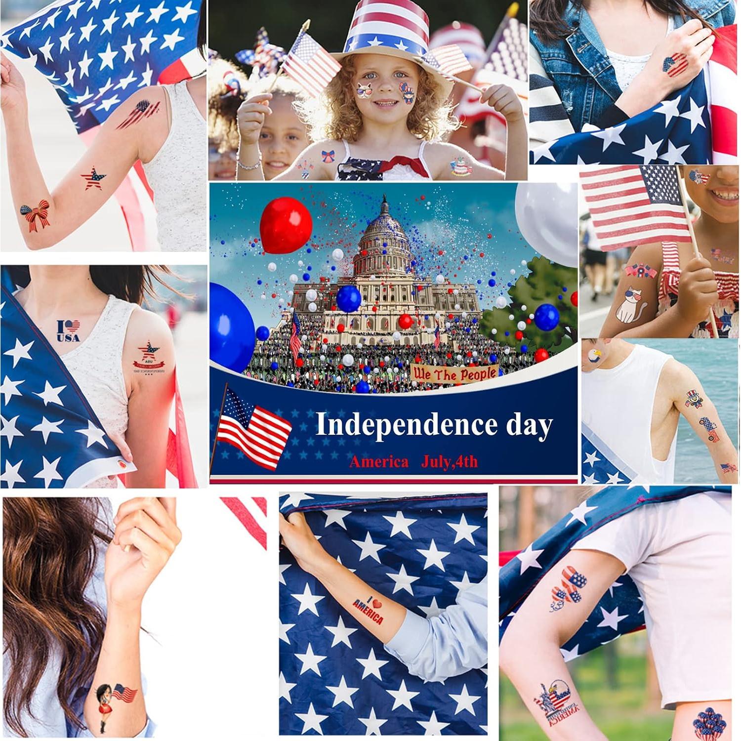 Tatuajes Temporales Aresvns Bandera Americana 20 Hojas