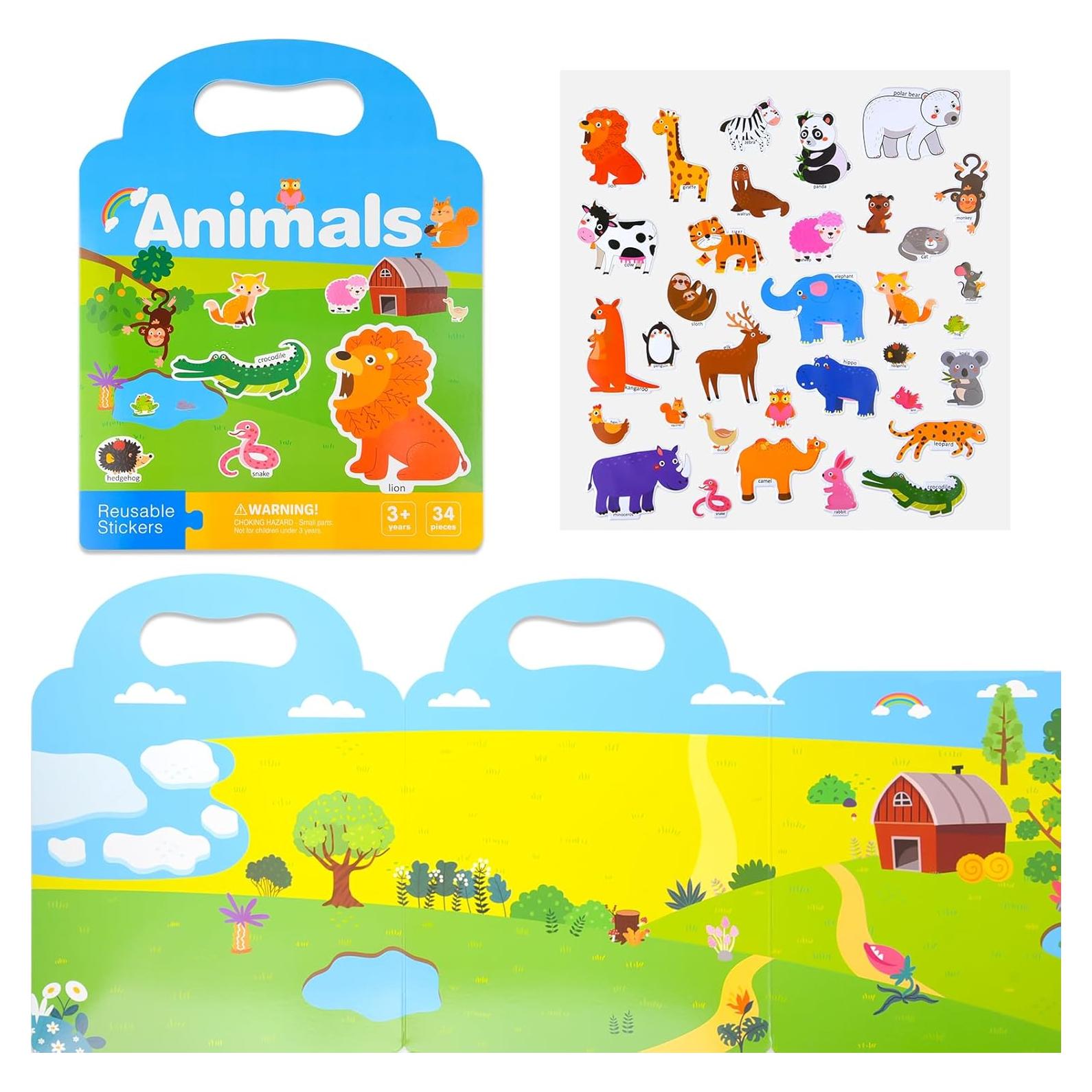 Libro de Pegatinas Reutilizables ASTARON Mundo Animal 30.67x23.5cm