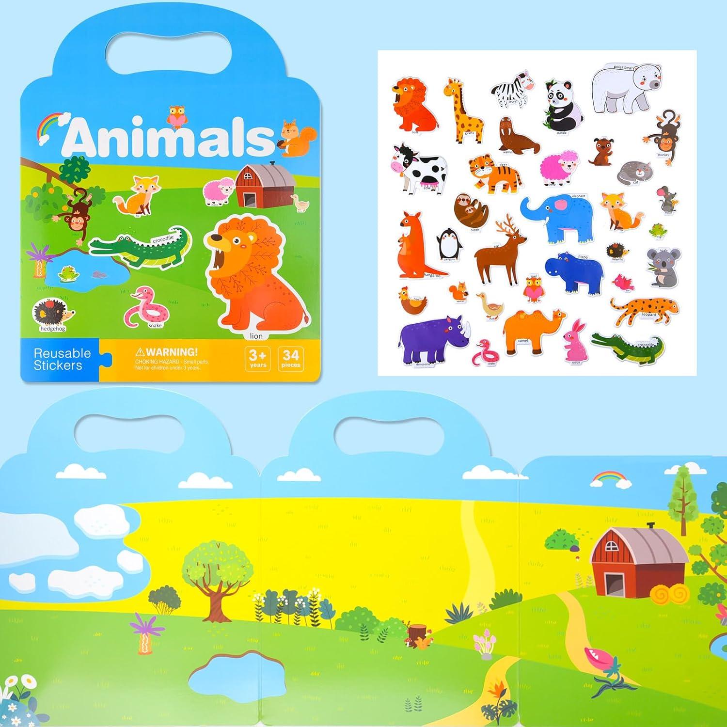 Libro de Pegatinas Reutilizables ASTARON Mundo Animal 30.67x23.5cm