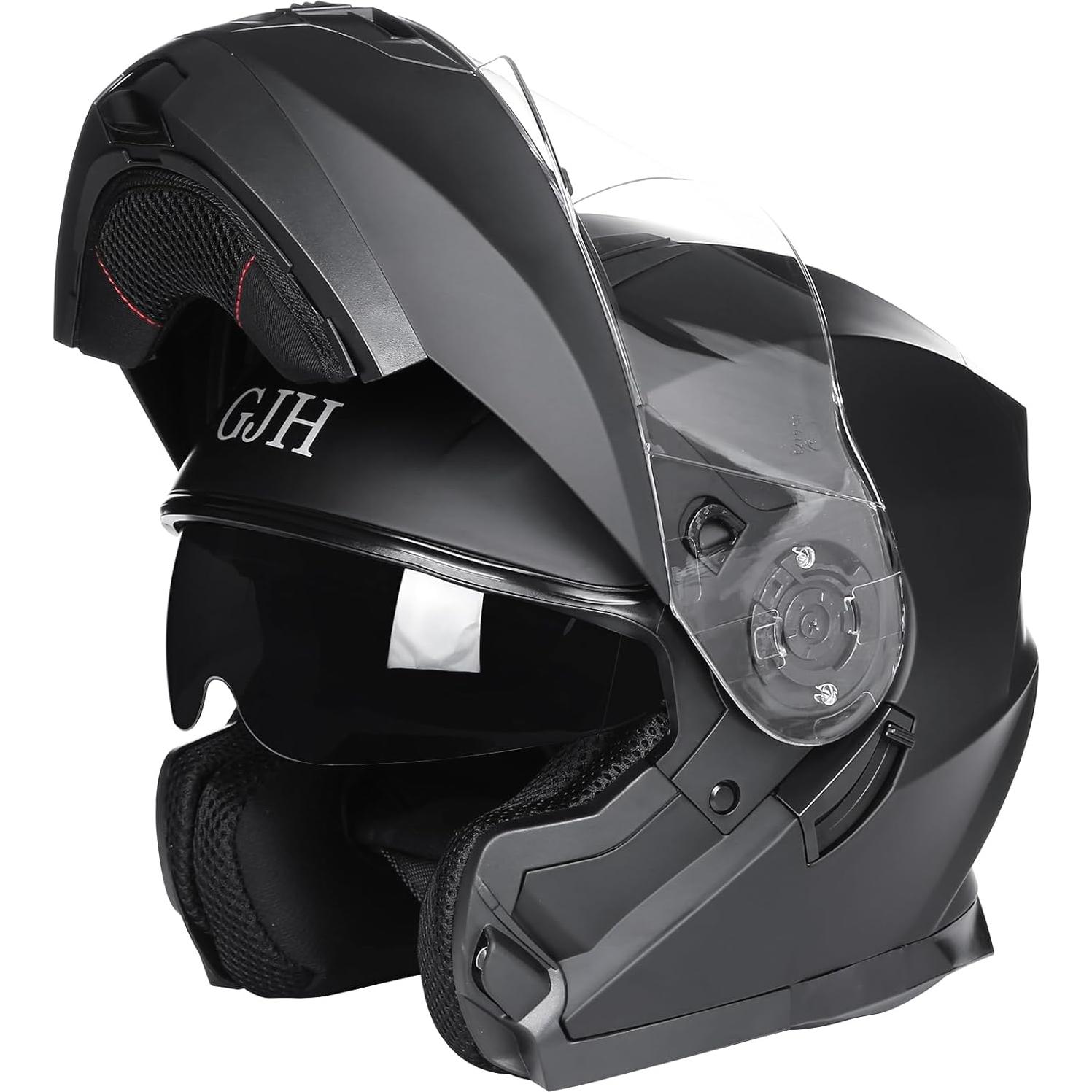 Casco Modular GJH 162-M Negro Mediano para Motociclismo