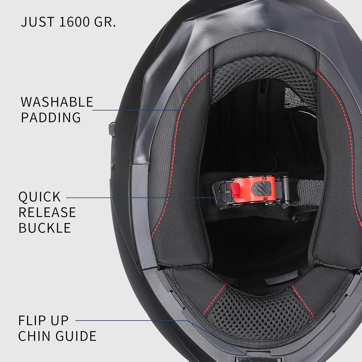 Casco Modular GJH 162-M Negro Mediano para Motociclismo