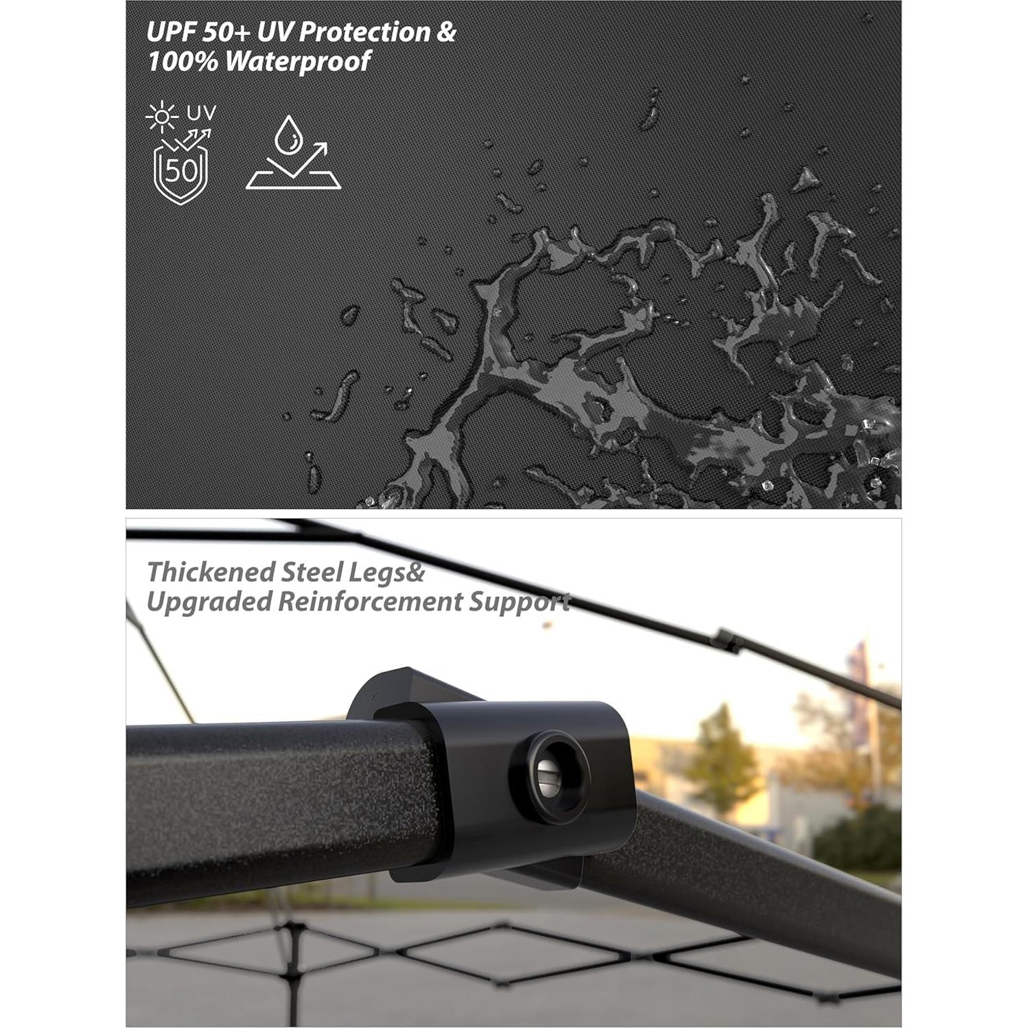 Carpa Plegable 3x3m OUTGOODS con Protección UV y Altura Ajustable