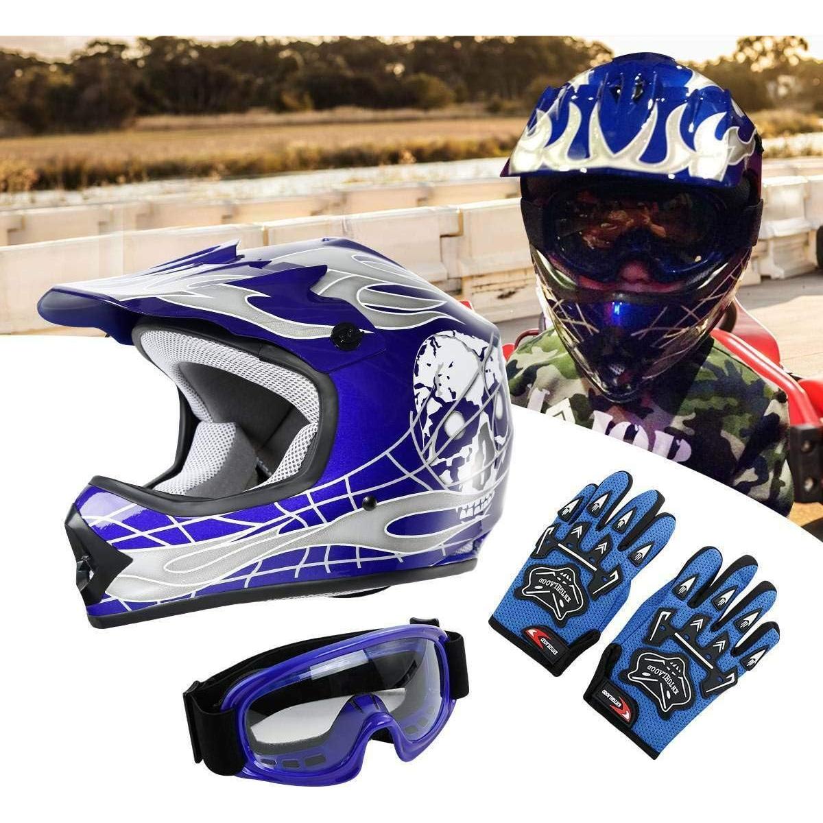 Casco SLMOTO Offroad para Niños con Gafas y Guantes