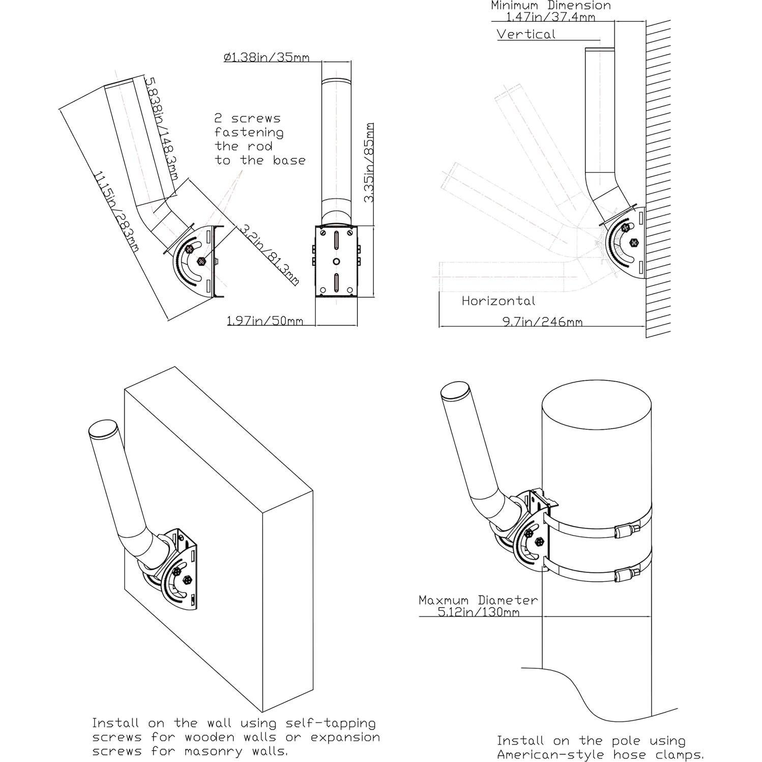 Soporte de Antena Inalámbrico EOQO 2-Pack Acero Inoxidable