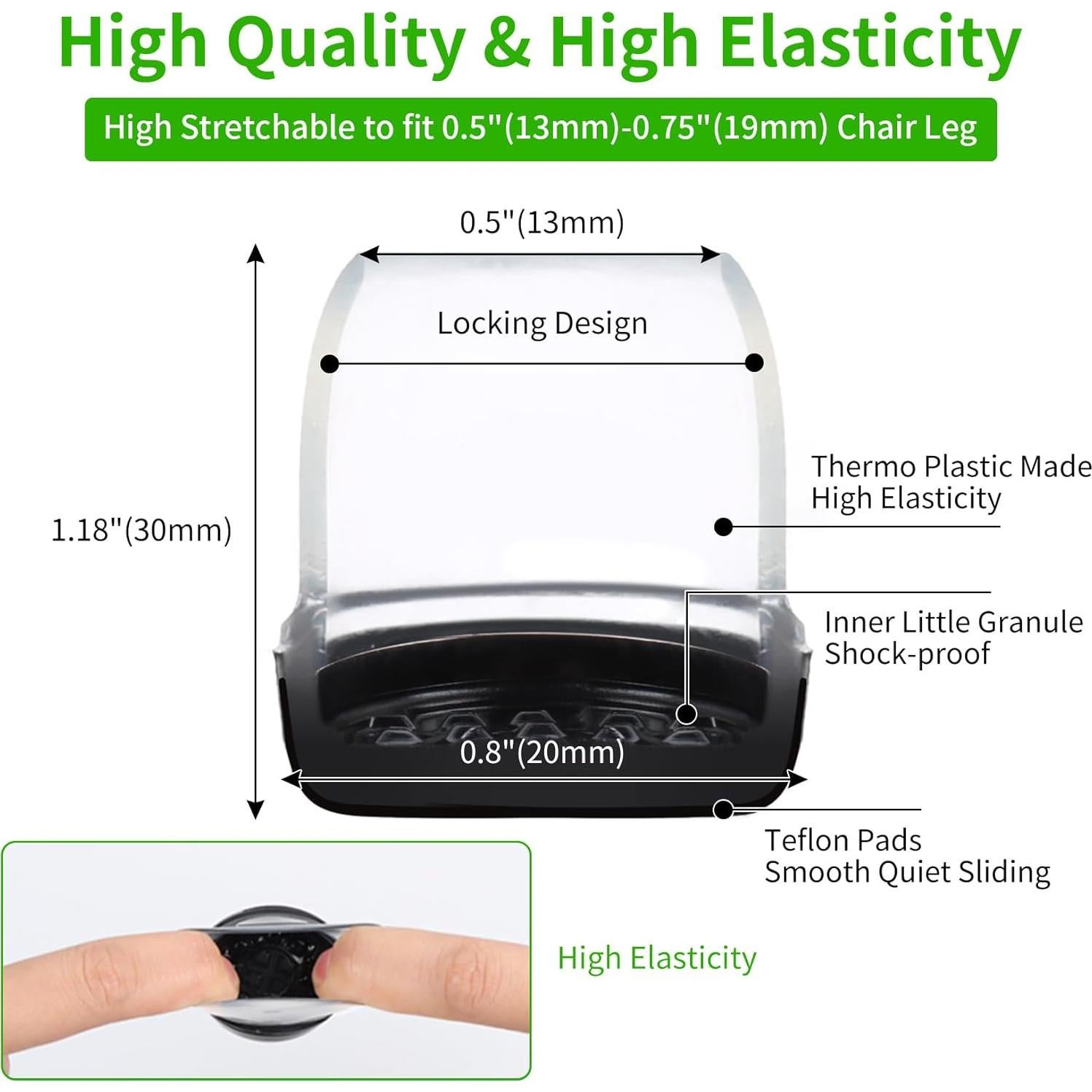 16 Deslizadores de Pierna de Silla GAGUIUP para Alfombra 1.27-1.78cm